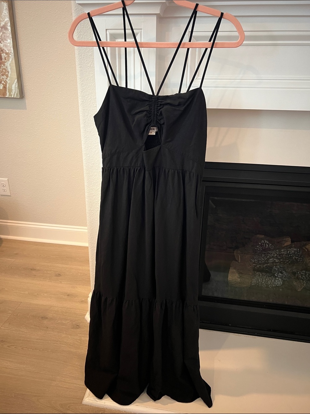 Jason Wu Black Strappy Midi Dress with Keyhole Bodice